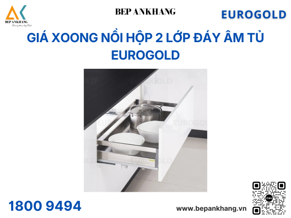 Giá xoong nồi hộp 2 lớp đáy âm tủ EU131600